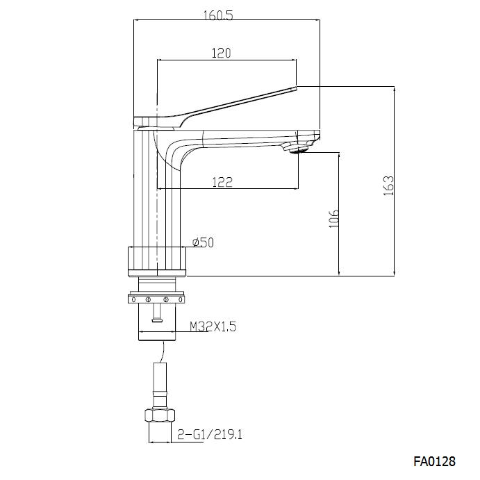 Caddence Brushed Brass Basin Mixer