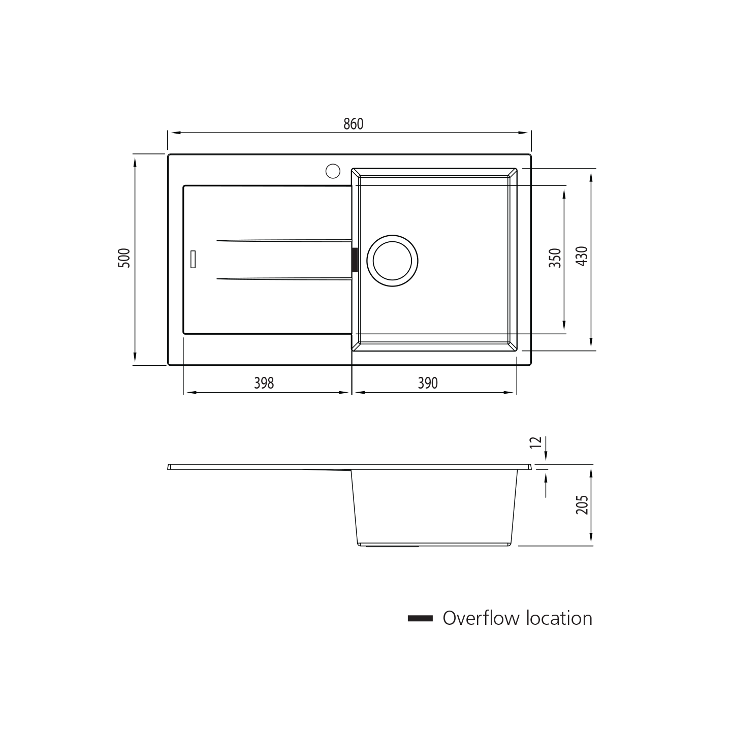 Santorini Single Bowl Topmount Sink With Drainer