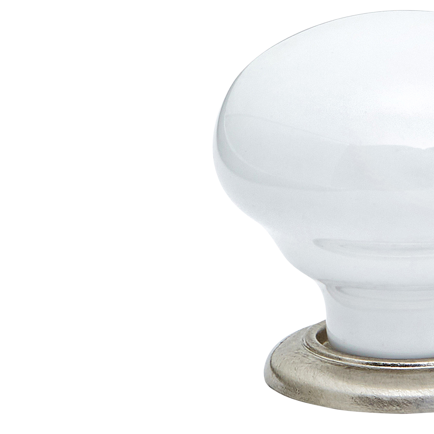 Momo Trianon Round Knob 35mm in White & Brushed Nickel (2)