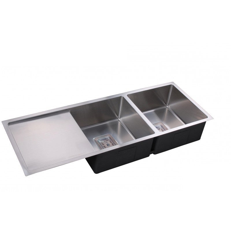 304 Stainless Steel Hand-made Double Bowl Kitchen Sink 1160*440*235mm (with Drainer)