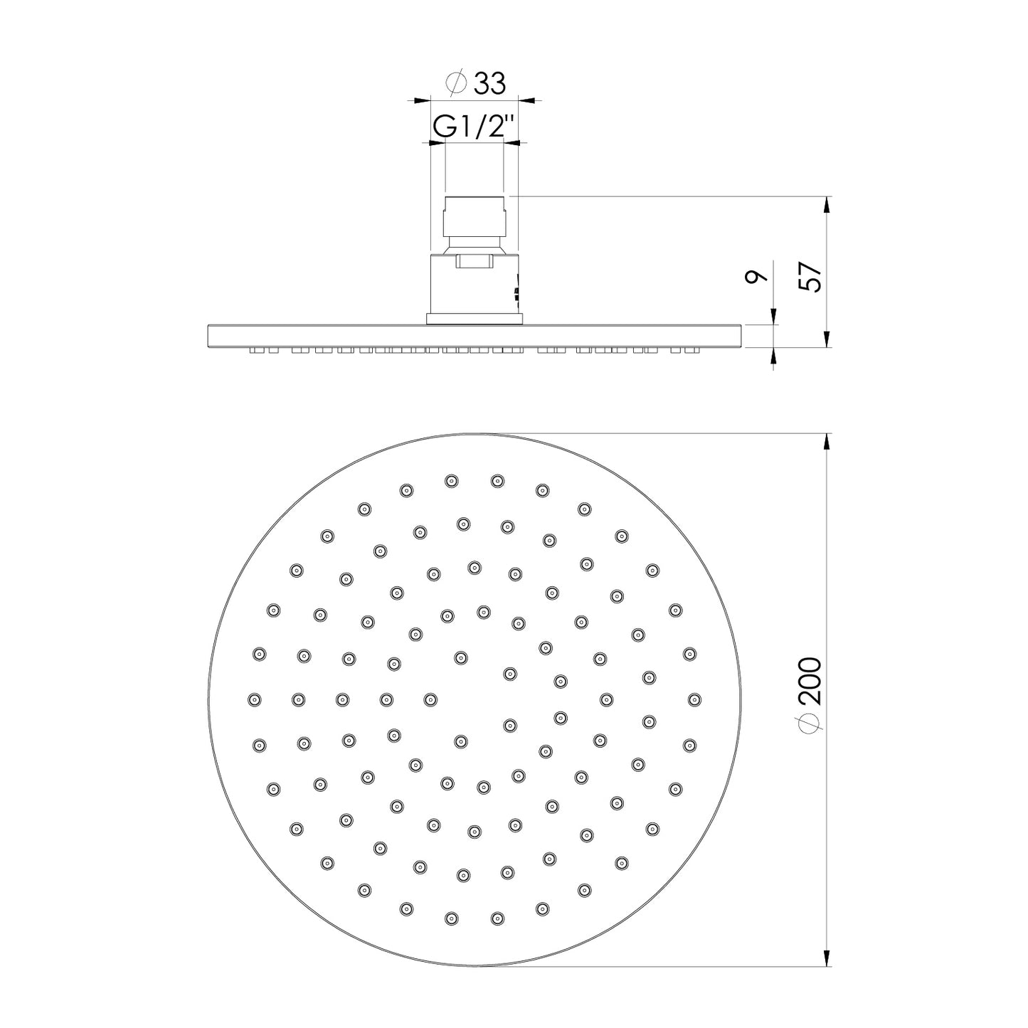 Vivid Shower Rose 200mm Round