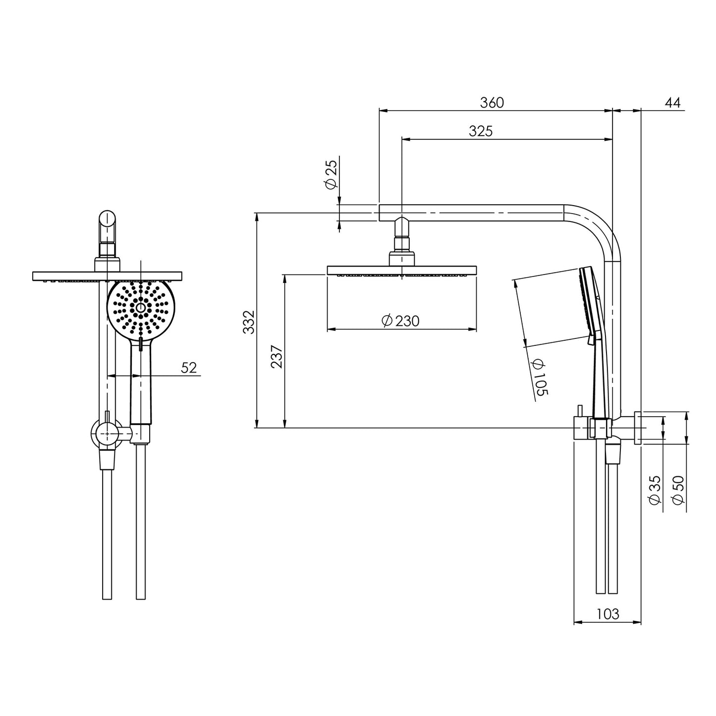 Vivid Slimline Compact Twin Shower