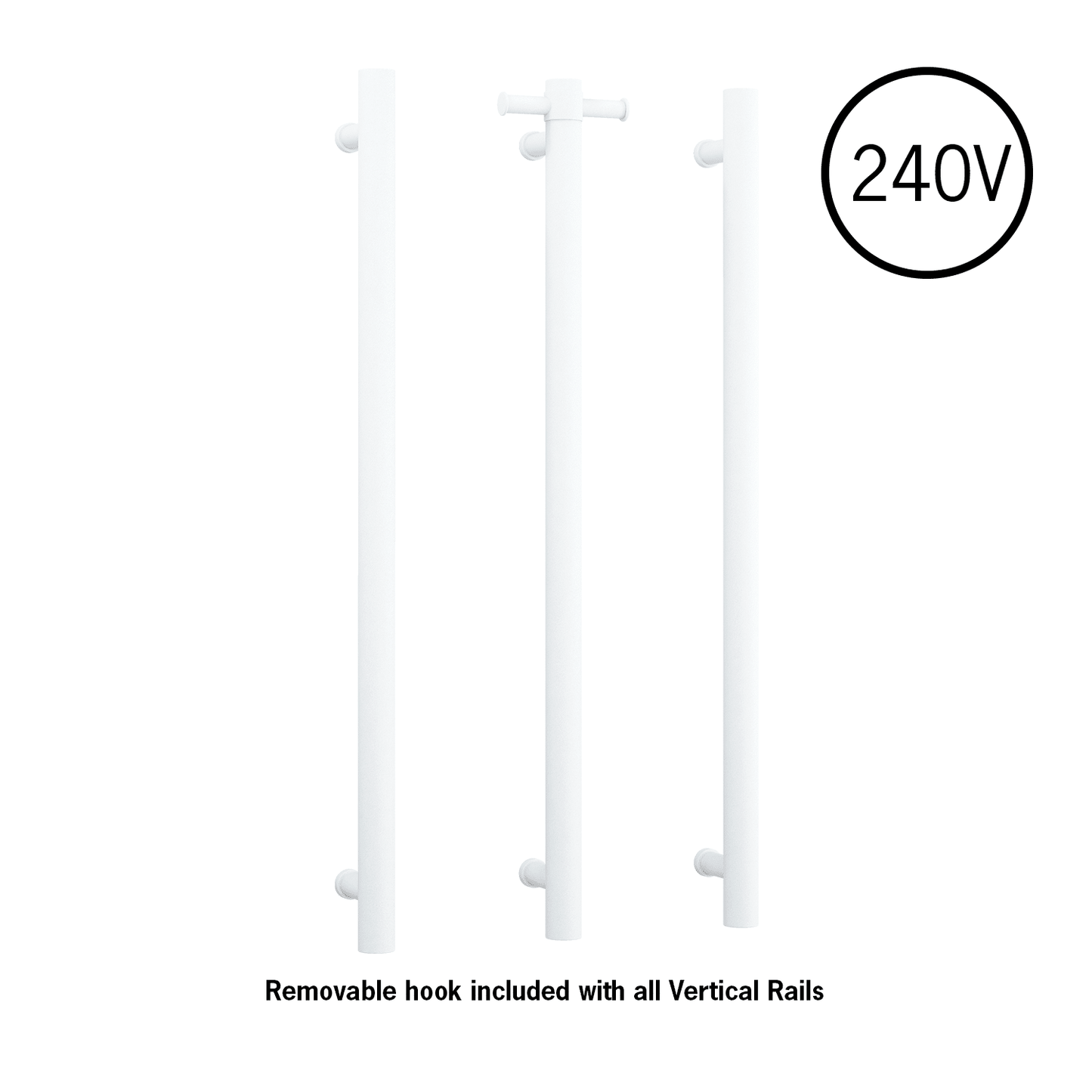 Thermorail Straight/Round 240Volt Vertical Bar 900x142x100mm 22Watts With Optional Hook