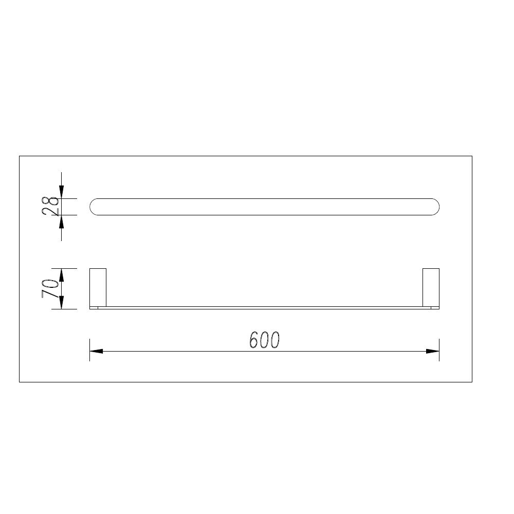 Norico Esperia Black & Chrome Solid Brass Single Towel Rail 600mm