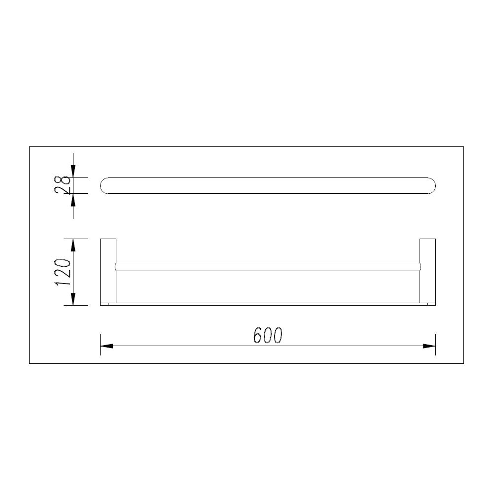 Norico Esperia Black & Chrome Solid Brass Double Towel Rail 600mm