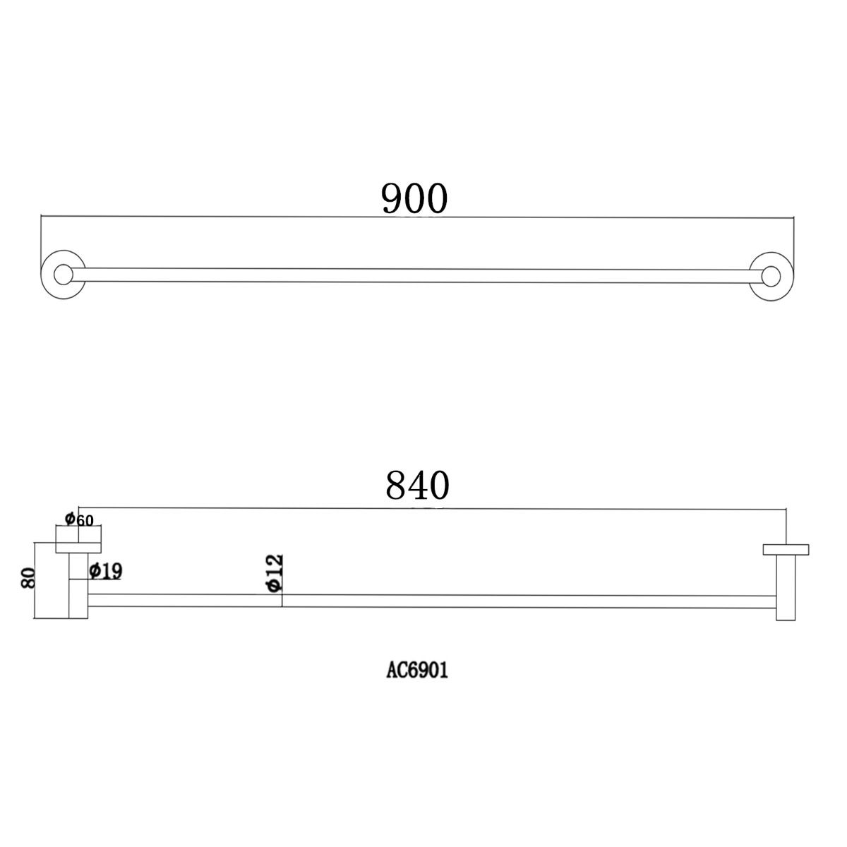 Pentro Matte Black Single Towel Rail
