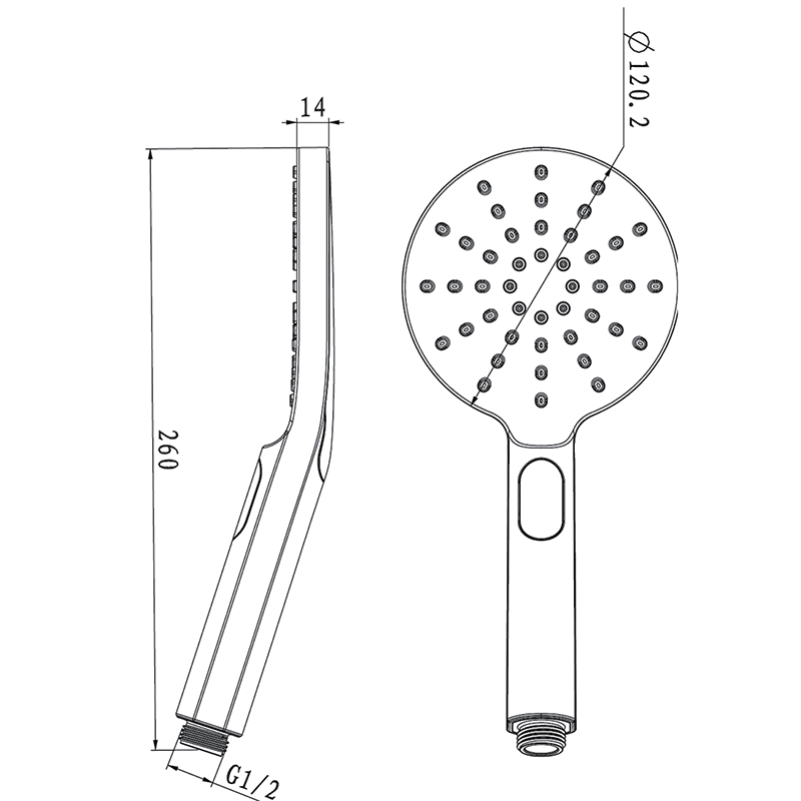 Round 3 Functions Light Brushed Brass ABS Handheld Shower