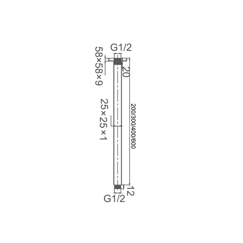 DOCCIA Square Ceiling Dropper