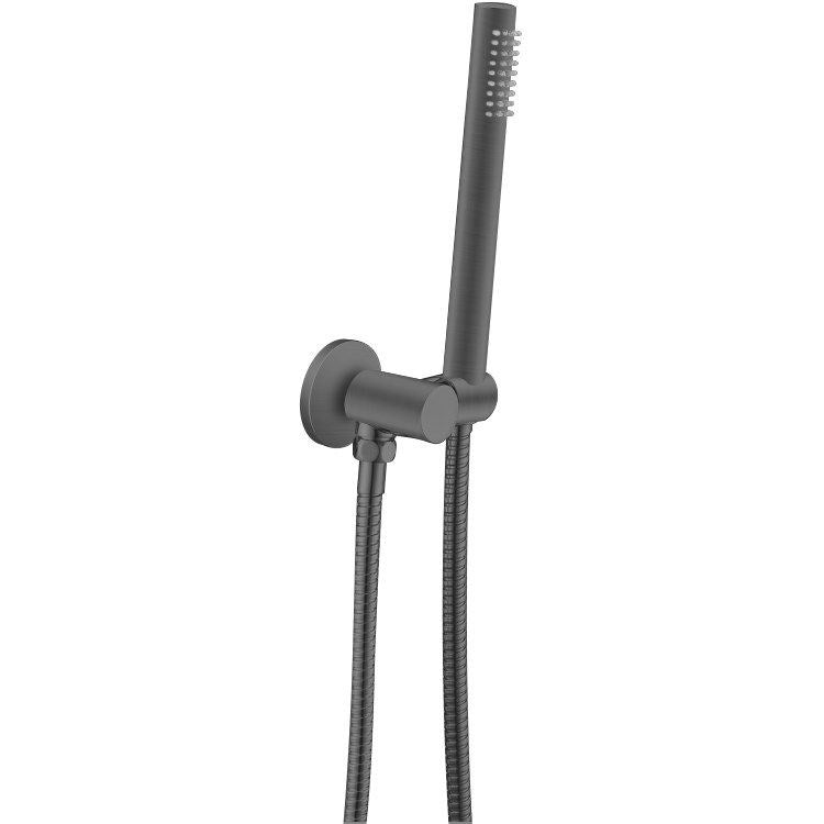 Round Gun Metal Grey Hand Shower Rail with Handheld Shower(Stainless Steel Hose)