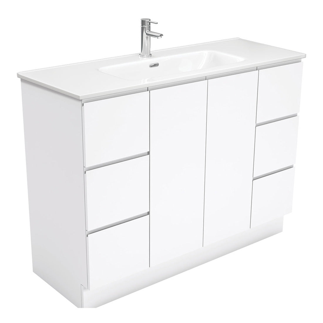 Fienza Joli Fingerpull Gloss White 1200 Vanity on Kickboard