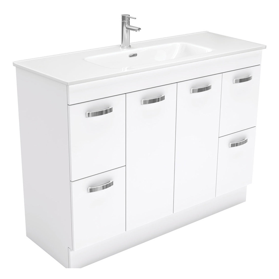 Fienza Joli Unicab Gloss White 1200 Vanity on Kickboard