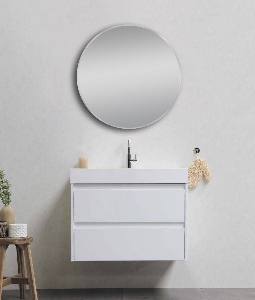 700mm Brushed Nickel Framed Round Mirror