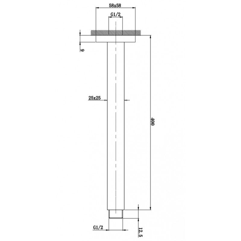 Norico Cavallo 400mmGun Metal Grey Square Ceiling Shower Arm