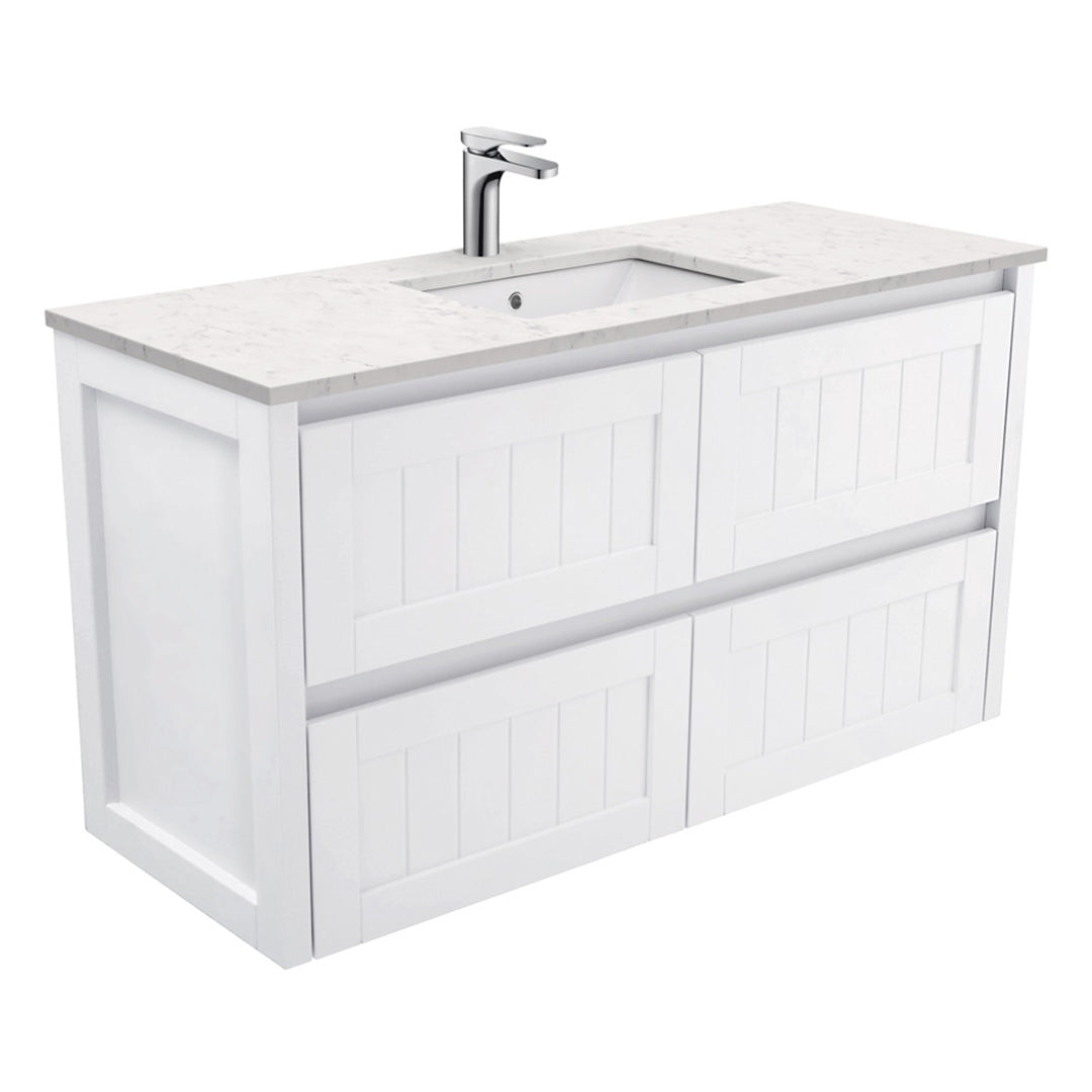 Fienza Sarah Bianco Marble Undermount 1200 Hampton Wall-Hung Vanity