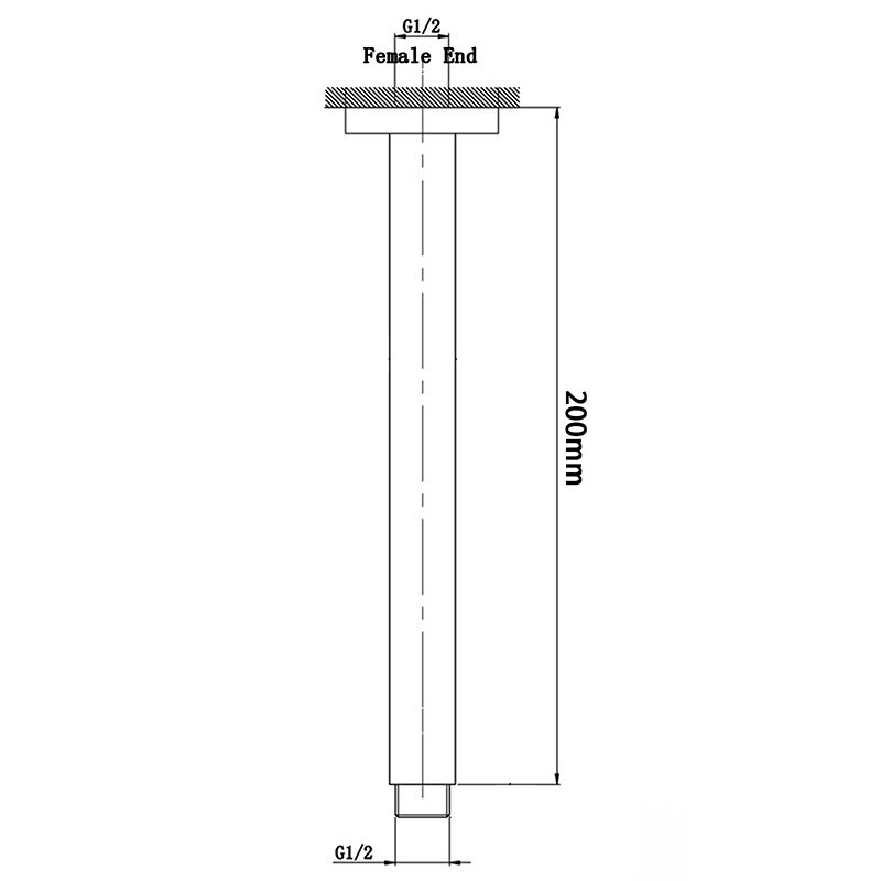 Norico Cavallo 200mm Matte Black Square Ceiling Shower Arm