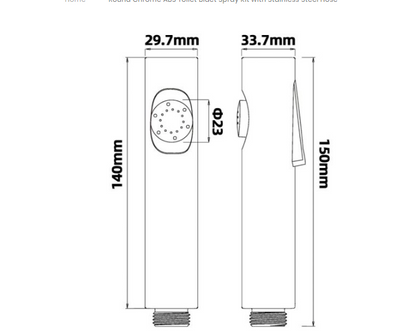 Round Gun Metal Grey ABS Toilet Bidet Spray Kit with Stainless Steel Hose