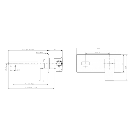 BLAZE Black Bathtub/Basin Wall Mixer With Spout(color up)(extension part)