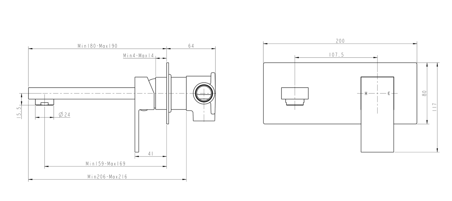 BLAZE Chrome Bathtub/Basin Wall Mixer With Spout(color up)(extension part)