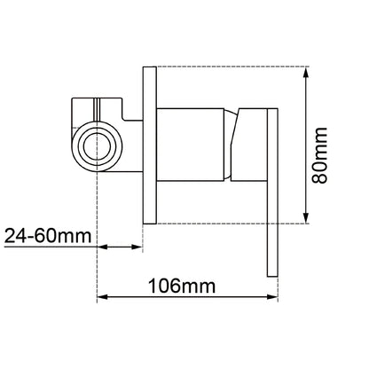LUCID PIN Gun Metal Wall Mixer Trim Kit with 80mm Cover Plate - Trim Kit Only