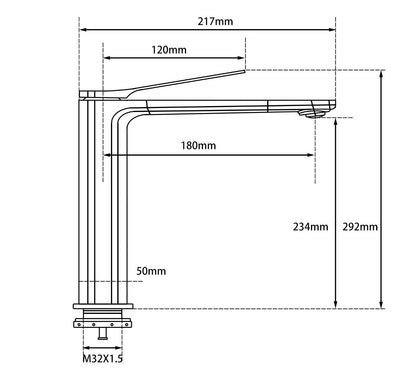 RUSHY Brushed Gun Metal Tall Basin Mixer