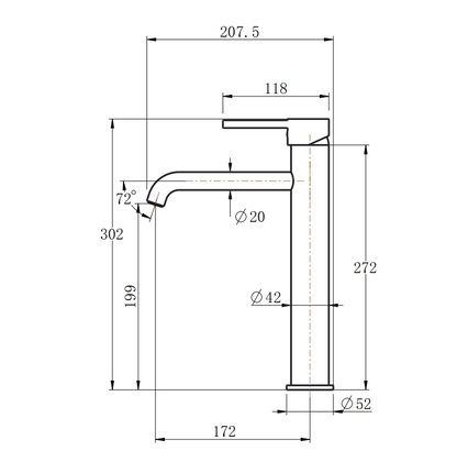 LUCID PIN Series Round Brushed Copper Tall Basin Mixer
