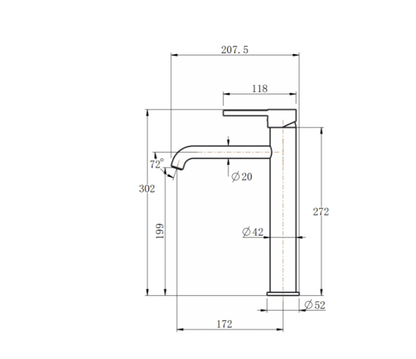 LUCID PIN Series Round Brushed Nickel Tall Basin Mixer