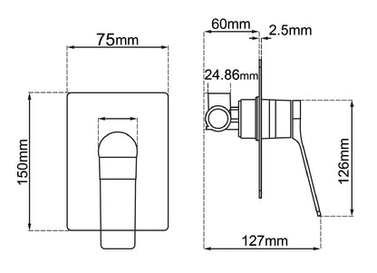 RUSHY Series Square Brushed Yellow Gold Built-in Shower Mixer(color up)
