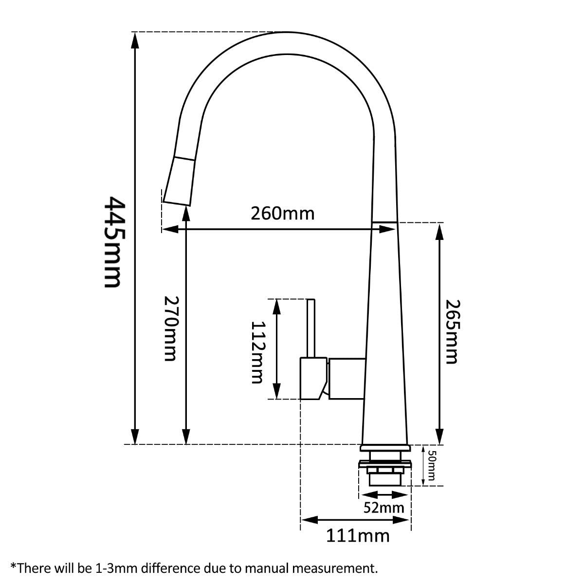 Round Black Pull Out Kitchen Sink Mixer Tap