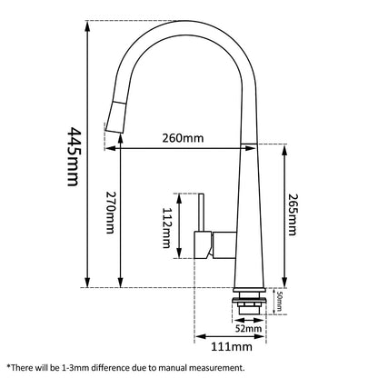 Round Black Pull Out Kitchen Sink Mixer Tap