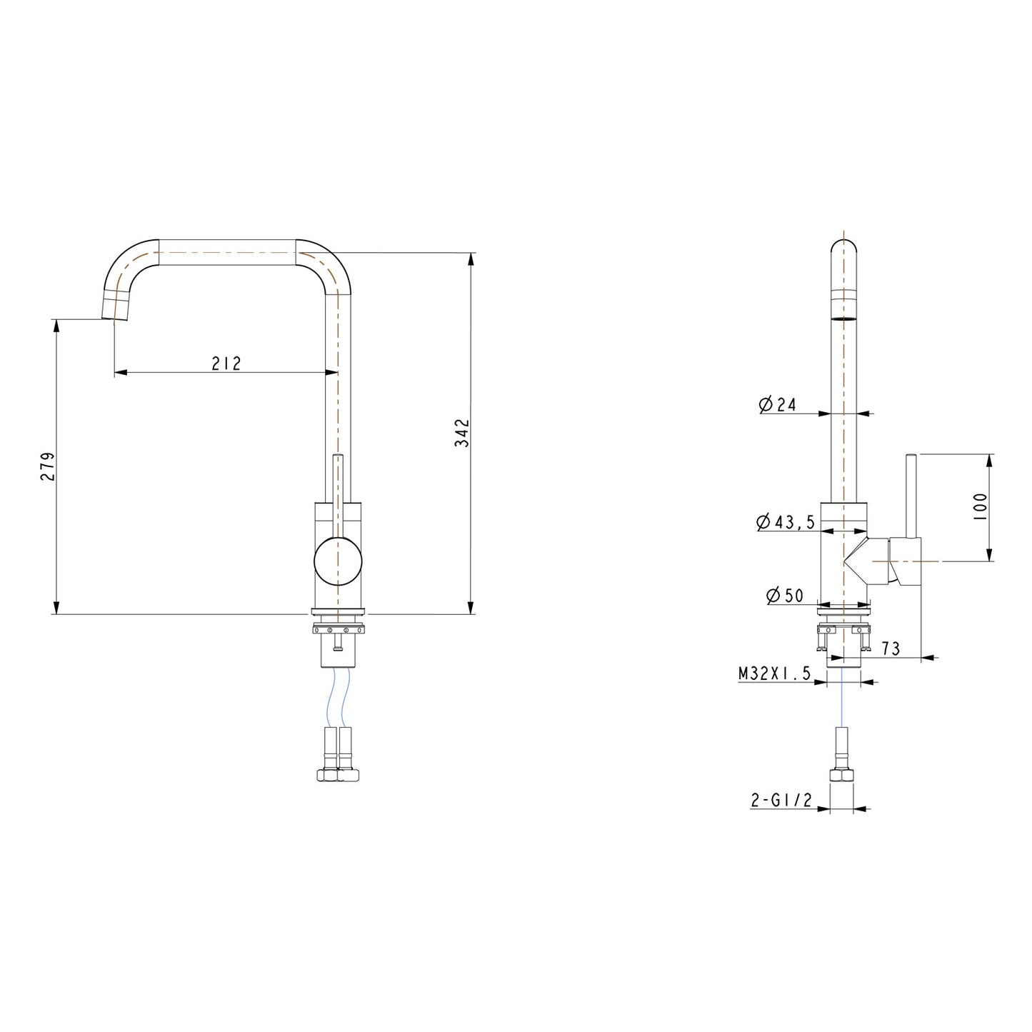 Electroplated Brass Matte Black Swivel Spout Kitchen Mixer Tap