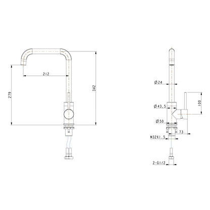 Electroplated Brass Matte Black Swivel Spout Kitchen Mixer Tap