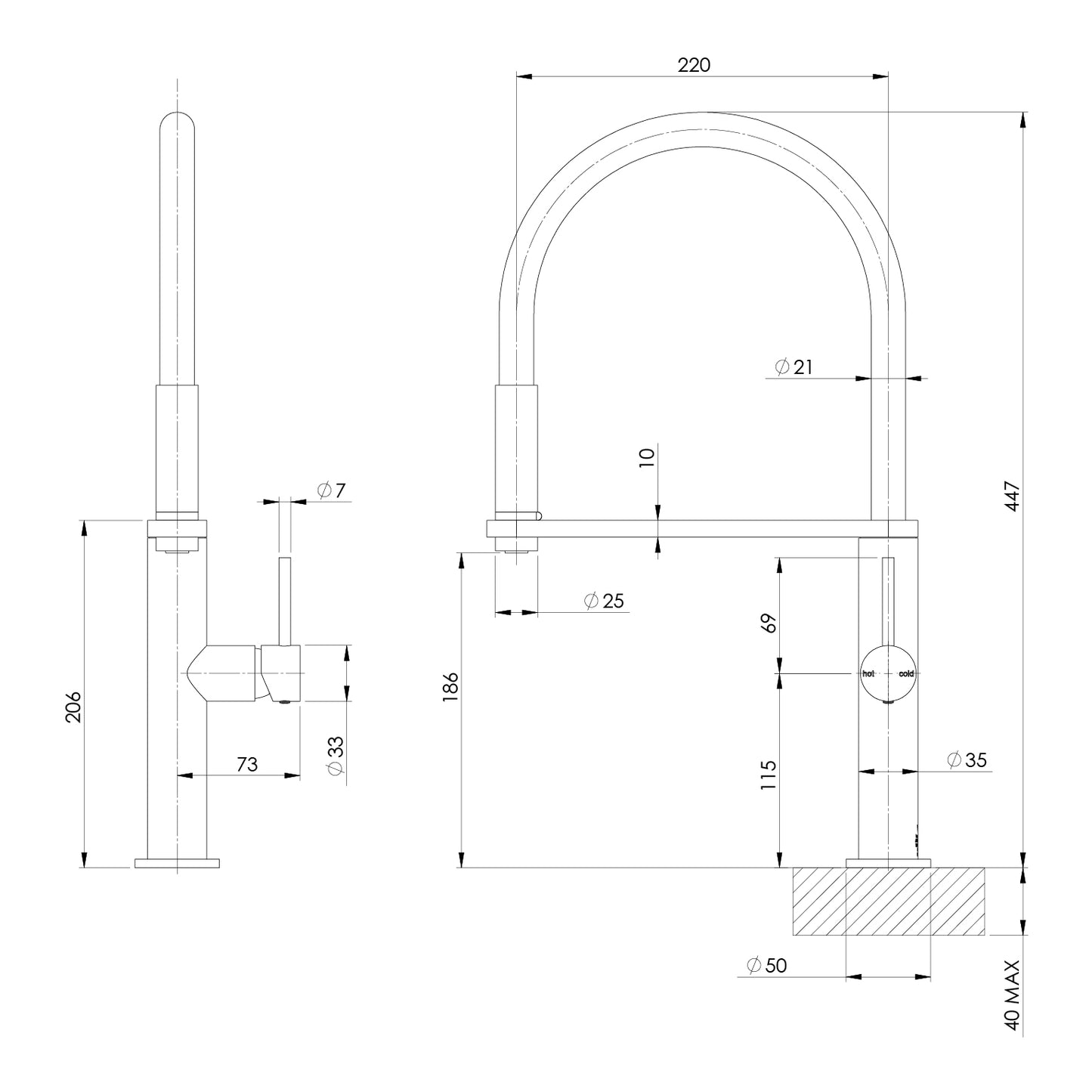 Blix Flexible Hose Sink Mixer 220mm Round