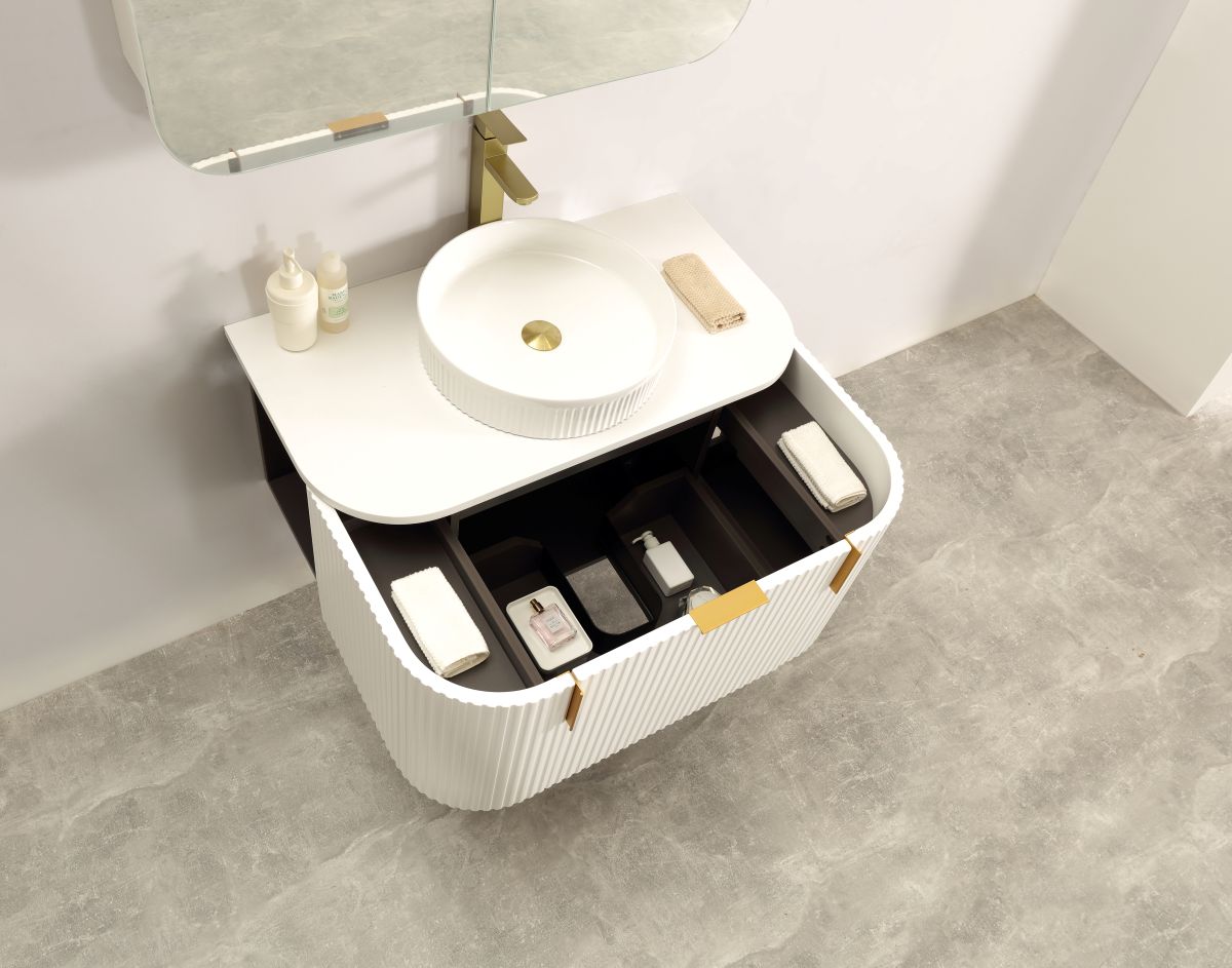 Carysil Forma 900MM Wall Hung White Side Drawer Vanities
