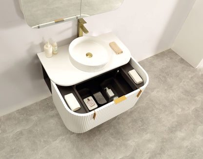 Carysil Forma 900MM Wall Hung White Side Drawer Vanities