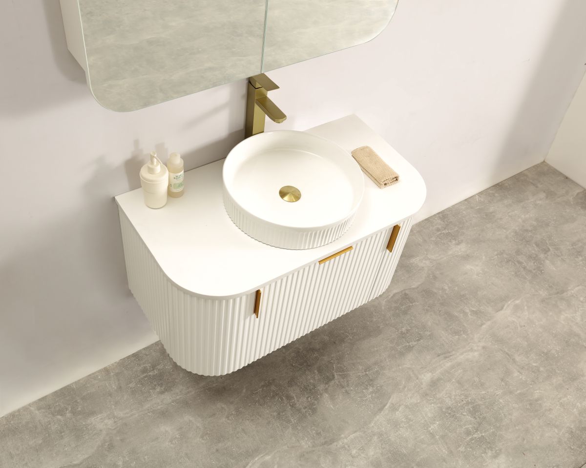 Carysil Forma 900MM Wall Hung White Side Drawer Vanities