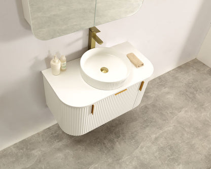 Carysil Forma 900MM Wall Hung White Side Drawer Vanities