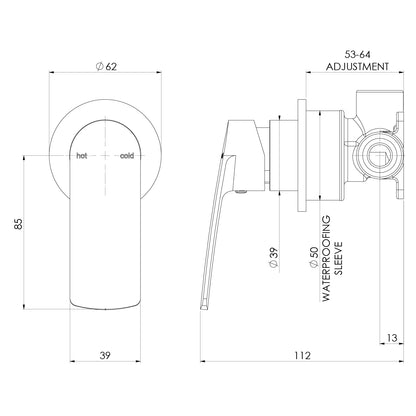 Mekko SwitchMix Shower / Wall Mixer Round Backplate