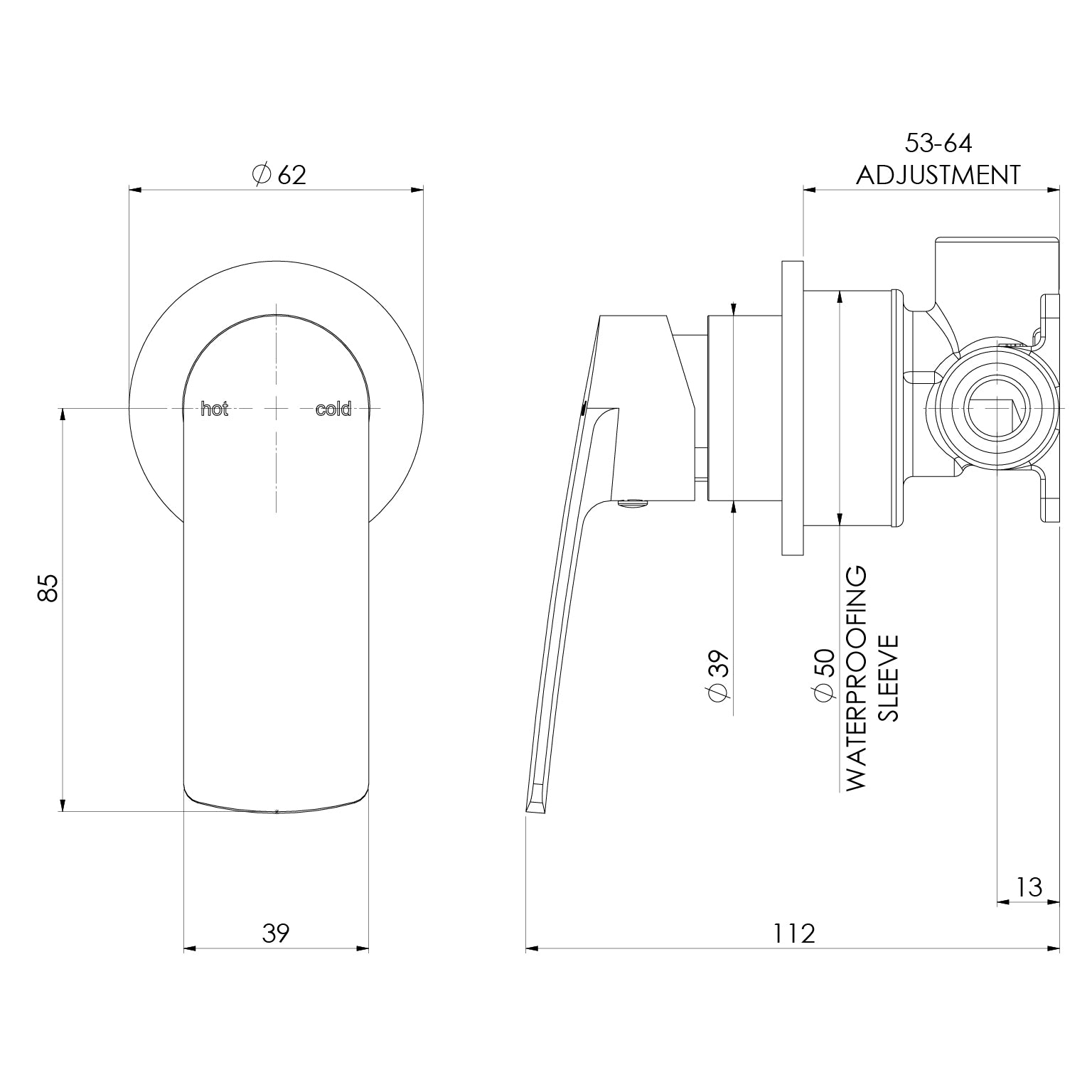 Mekko SwitchMix Shower / Wall Mixer Round Backplate Fit-Off Kit