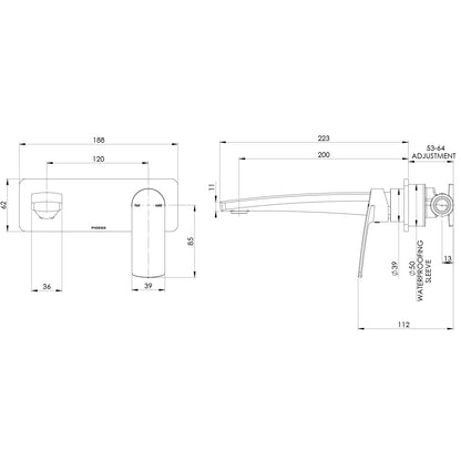 Mekko SwitchMix Wall Basin / Bath Mixer Set 200mm