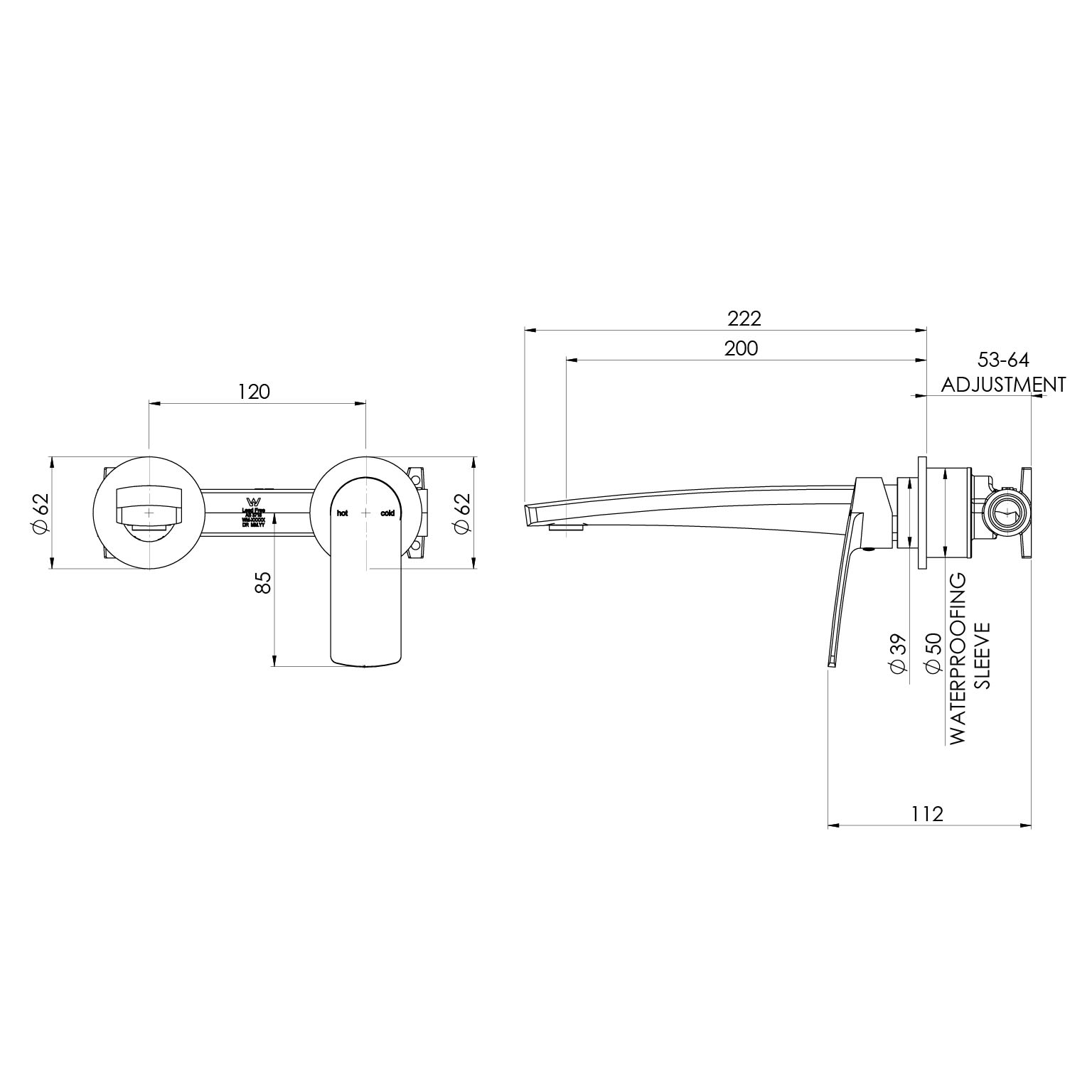 Mekko SwitchMix Wall Basin / Bath Mixer Set Round Plates Fit-Off Kit