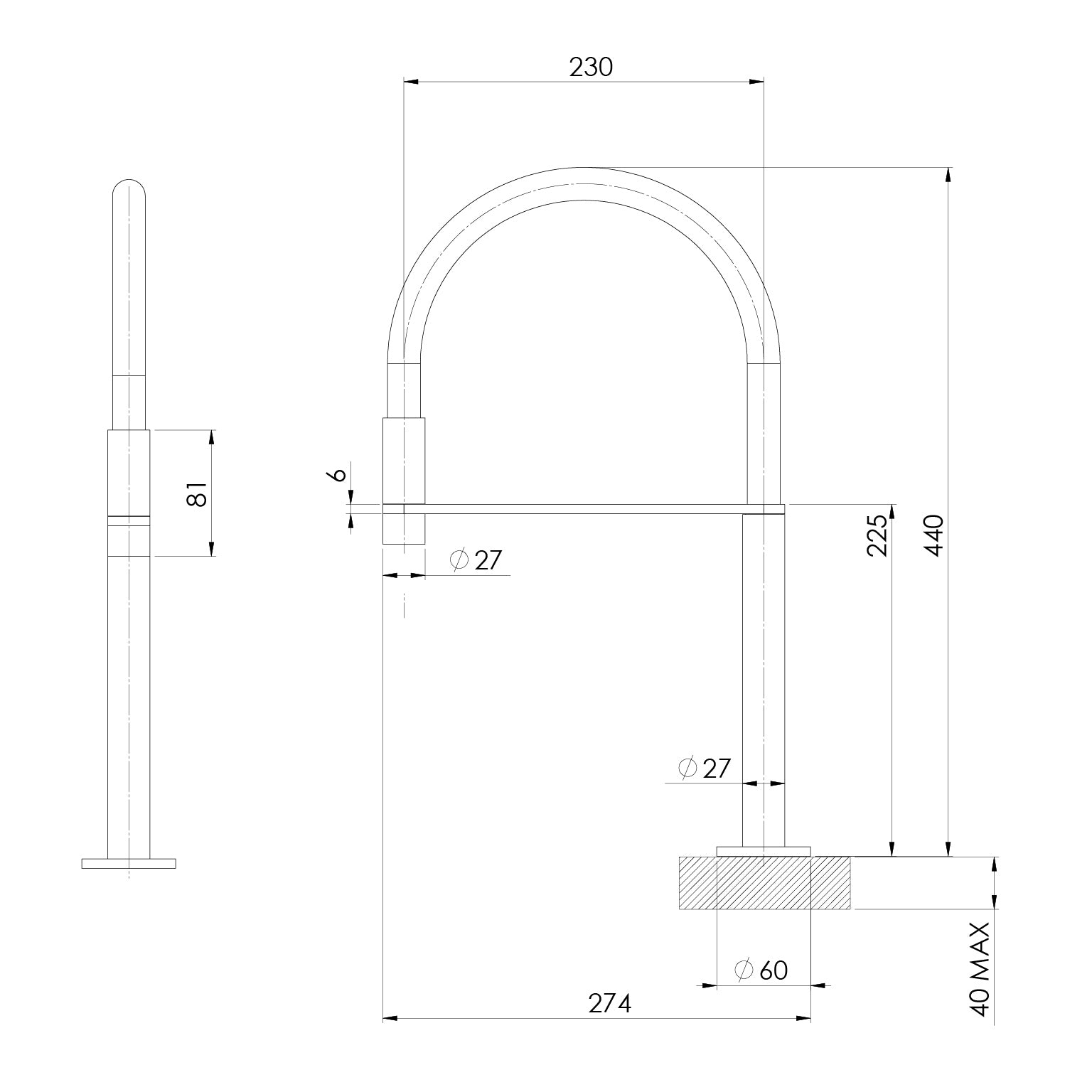 Axia Flexible Hose Hob Sink Outlet 230mm