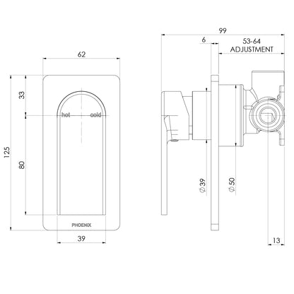 Teel SwitchMix Shower / Wall Mixer Fit-Off Kit