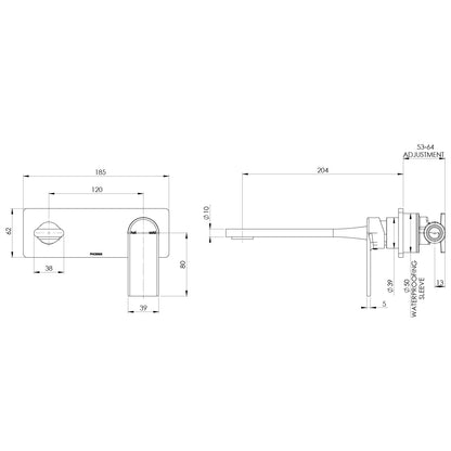 Teel SwitchMix Wall Basin / Bath Mixer Set 200mm Fit-Off Kit