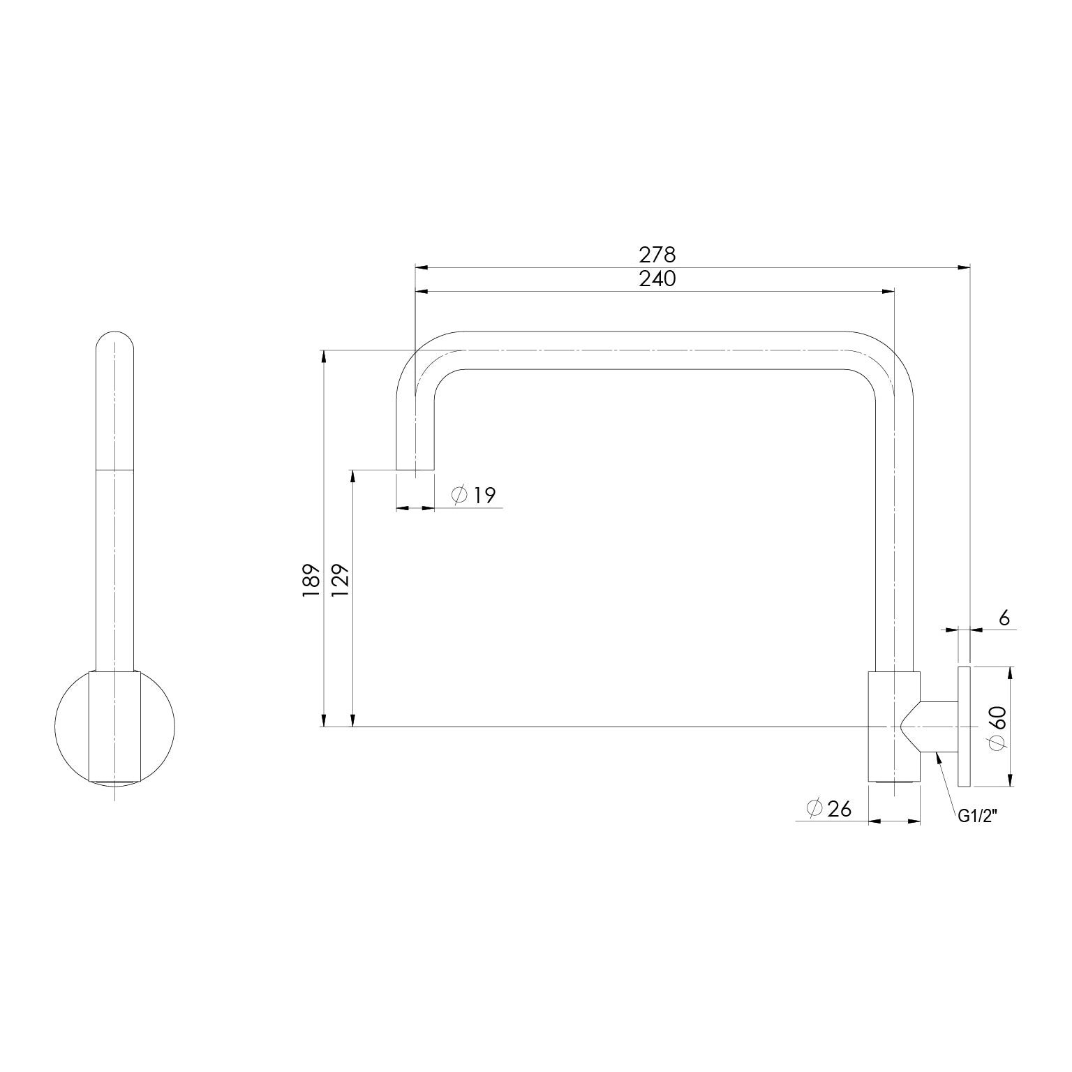 Vivid Slimline Plus Wall Sink Outlet 240mm Squareline