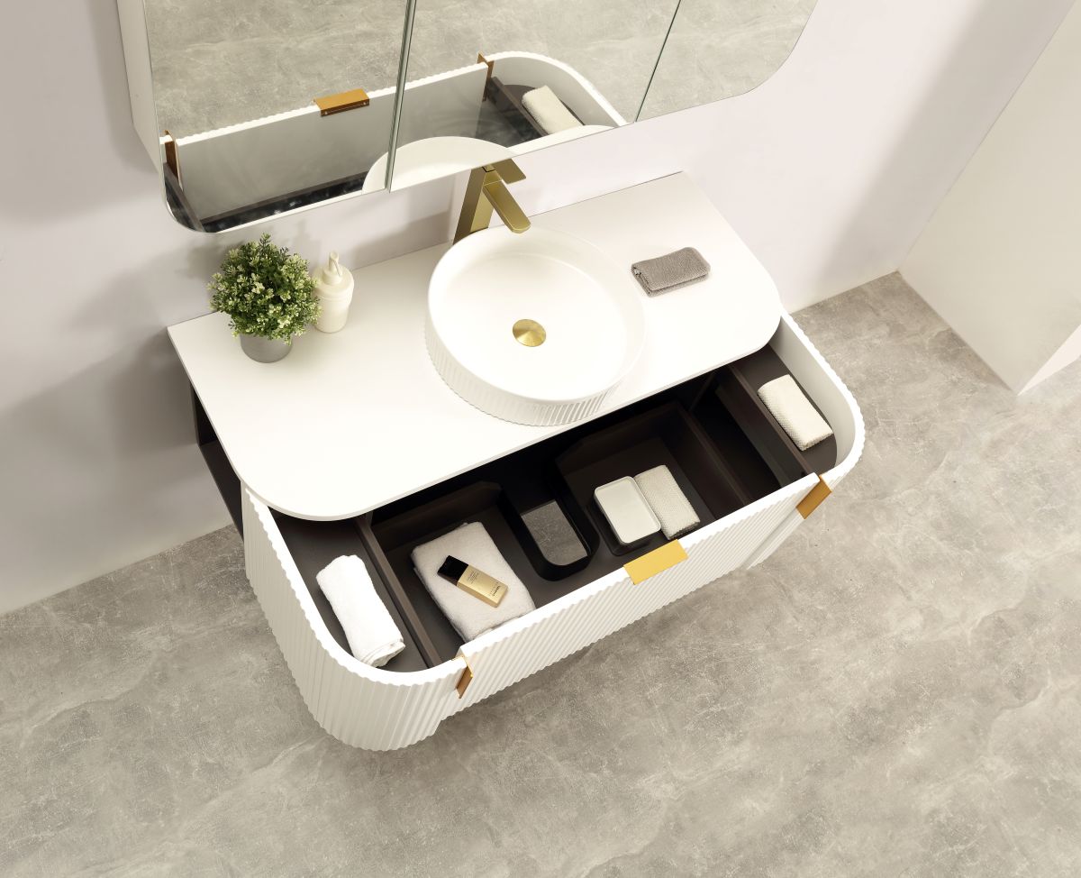 Carysil Forma 1200MM Wall Hung White Side Drawer Vanities
