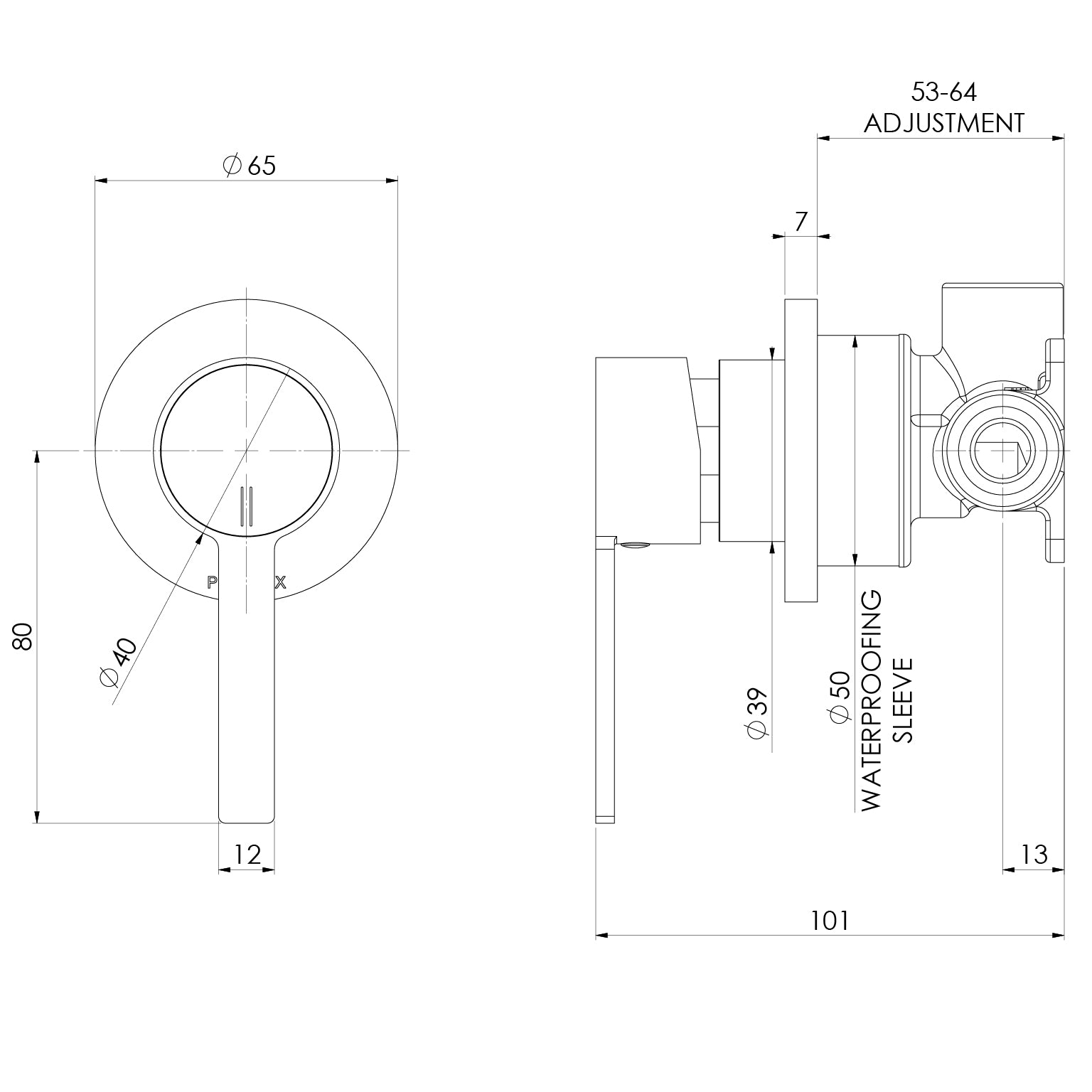 Lexi MKII SwitchMix Shower / Wall Mixer Fit-Off Kit
