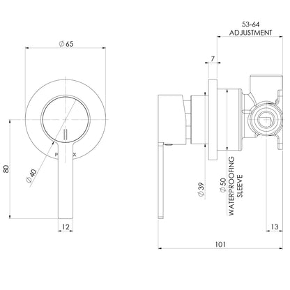 Lexi MKII SwitchMix Shower / Wall Mixer Fit-Off Kit