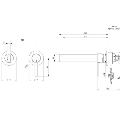 Lexi MKII SwitchMix Wall Basin Mixer Set 200mm Fit-Off Kit