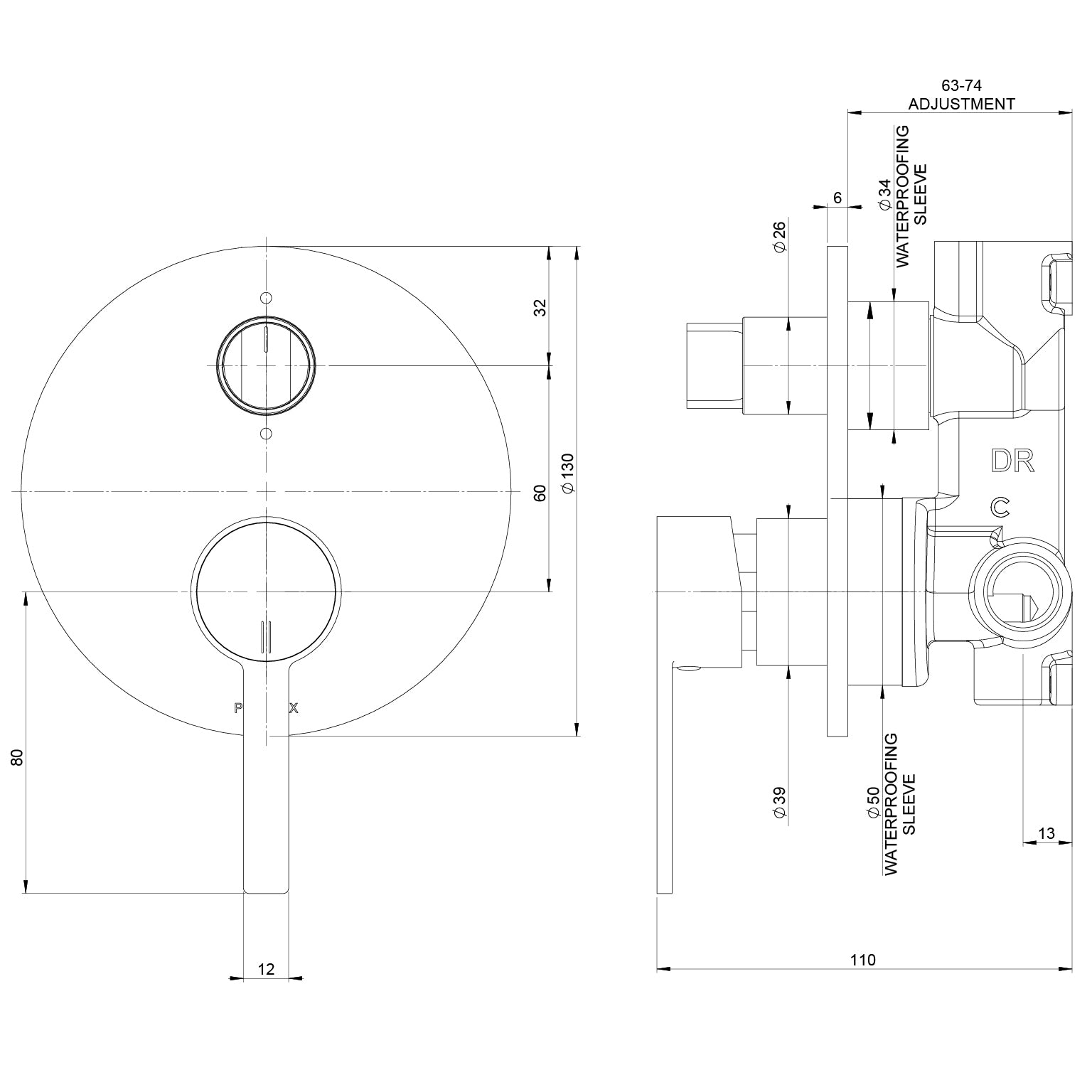 Lexi MKII SwitchMix Shower / Bath Diverter Mixer Fit-Off Kit
