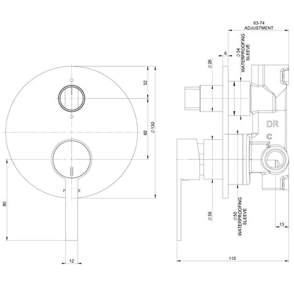 Lexi MKII SwitchMix Shower / Bath Diverter Mixer Fit-Off Kit